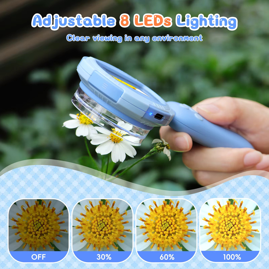 Hayve Kindermikroskop, digitales Handmikroskop, 100-fache Vergrößerung, mit LED-Licht - Bild 3