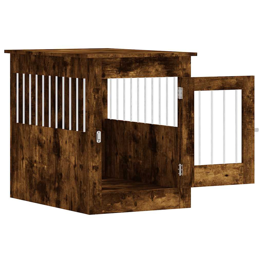 Vidaxl Hundezwinger aus Metall und Holz in Geräucherteiche Braun, B/T/H: 55 x 80 x 68 cm - Bild 2
