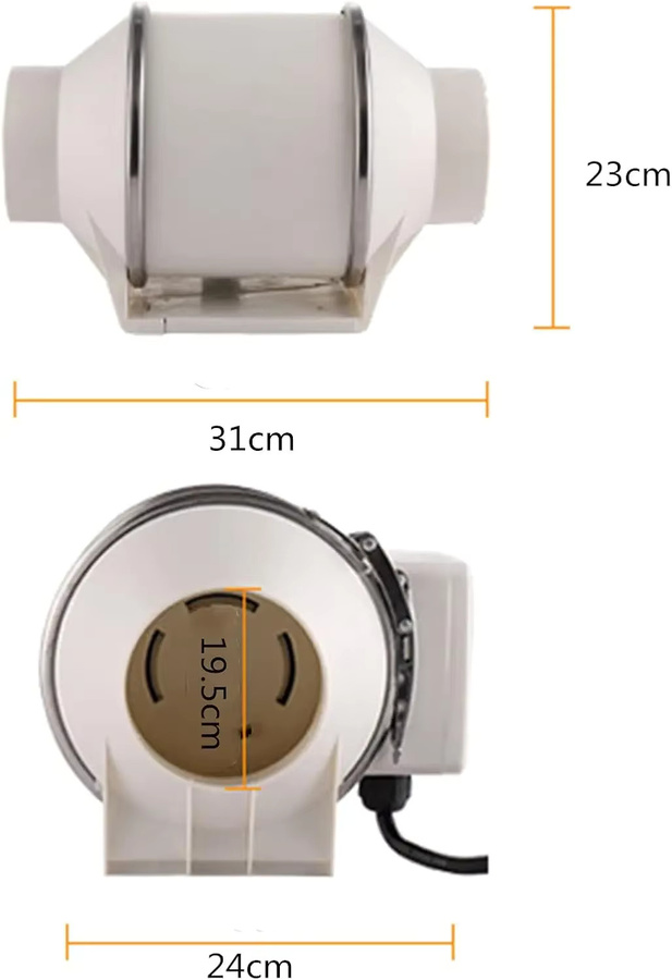 BYMAOCAR Rohrventilator 900m³/h Inline-Abluftventilator in Weiß mit 130 W - Bild 2