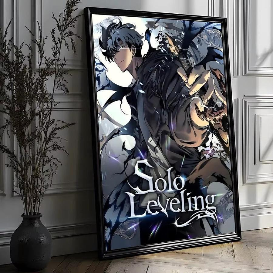 Potdemiel Anime Solo Leveling Poster Selbstklebend Wasserfest, Weißes Wandbild als Ästhetische Dekoration für Wohnzimmer und Bar - Bild 2
