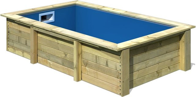 Karibu Massivholzpool Large Set in Rechteckform mit Sandfilteranlage und Skimmer - Bild 1