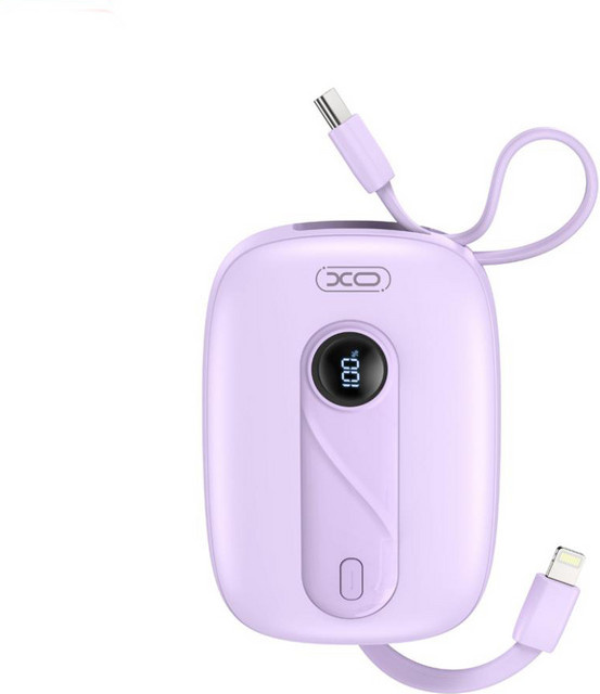 Externer Akku XO Design PR246 in Lila mit 10000mAh, 22.5W und PD-Schnellladung, Anschlüsse: 1 x Lightning und 2 x USB-C - Bild 1