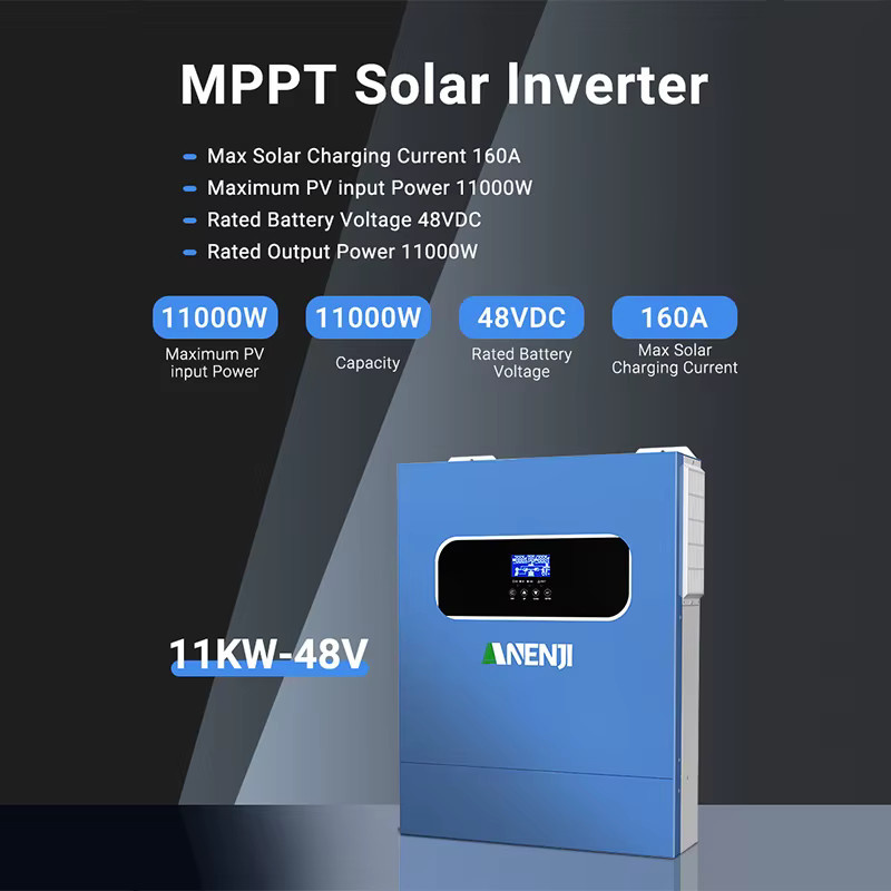 ANENJI Hybrid-Solarwechselrichter mit reiner Sinuswelle und WIFI MPPT für PV-Solarmodule, 24V 220V, Blau - Bild 2