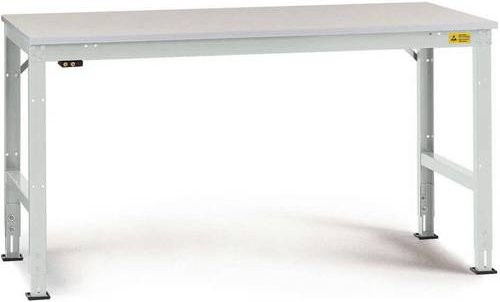 Manuflex LU4063.7035 ESD Universal Arbeitstisch mit Kautschukplatte in Grau und Weiß, höhenverstellbar, B/T/H: 150 x 100 x 76-87 cm - Bild 1