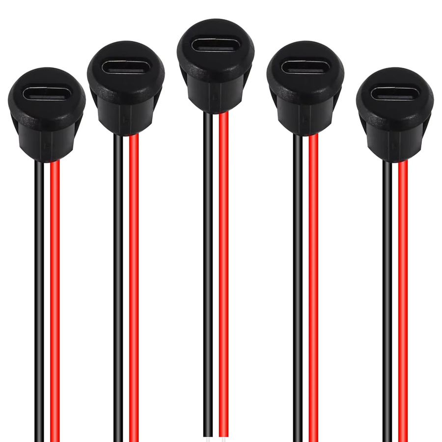 AOKIN 15er Set USB-C Weibliche Chassis Typ-C Buchse mit 2 Pin, Wasserdichte Ladeport Anschluss in Schwarz - Bild 4