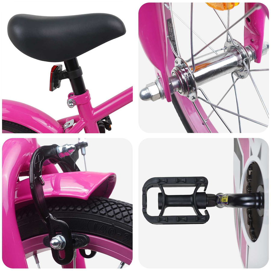 VD Home Furnishing Kinderfahrrad 14 Zoll Dunkelrosa - Bild 1
