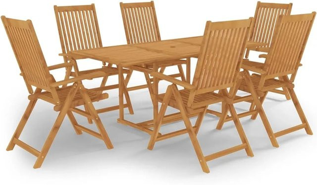 vidaXL 7-tlg Garten-Essgruppe aus Teakholz Modell 13 in Braun - Bild 1