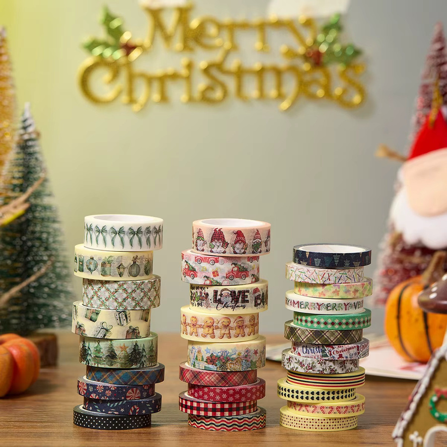 30 Rollen Weihnachts-Washi-Tape-Set in Multicolour mit Lebkuchenmann-Muster für Scrapbooking und DIY-Geschenkverpackungen - Bild 2
