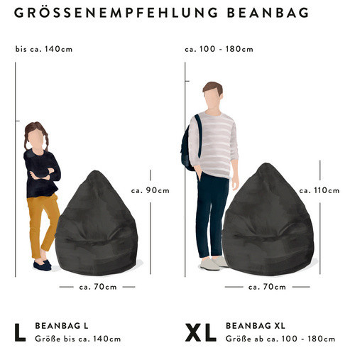 Sitting Point Sitzsack BeanBag FLUFFY HEARTS L, rot/schwarz, B: 70 cm, H: 90 cm - Bild 1