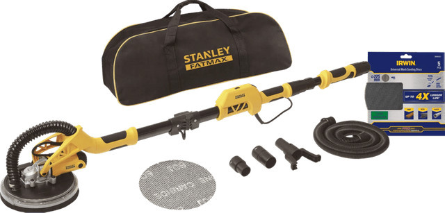 Stanley Fatmax SFMEE500S-QS Exzenterschleifer Gelb mit 5x Irwin Mesh Schleifgitter 225 mm K120 - Bild 1