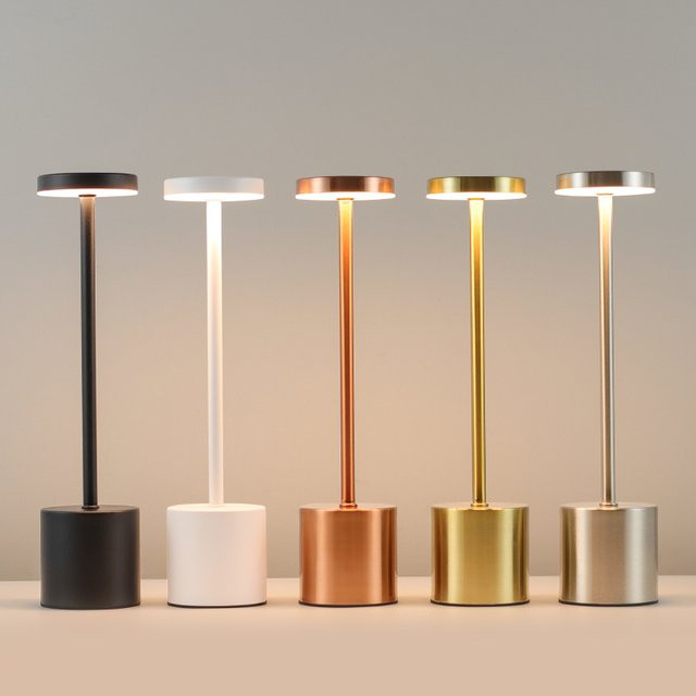 GGBEE Retro LED Tischlampe in Weiß, dimmbar mit Touch-Funktion und Akku, moderner Pilz-Stil für Zuhause und Gastronomie - Bild 1