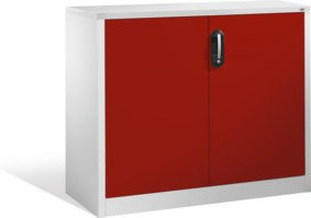 C+P Akten-Sideboard Acurado mit Drehtüren, 2 Ordnerhöhen, Front Rubinrot, Korpus Lichtgrau, H: 100 cm, B: 120 cm, T: 40 cm - Bild 1