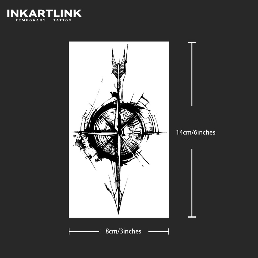 INKARTLINK Kompass temporärer Tattoo-Aufkleber, wasserfest, semi permanent - Bild 4