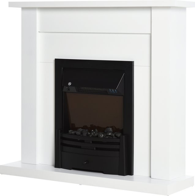 HOMCOM Elektrokamin Standkamin mit 2000W Heizung, LED 3D-Flammeneffekt und Fernbedienung, Weiß - Bild 1
