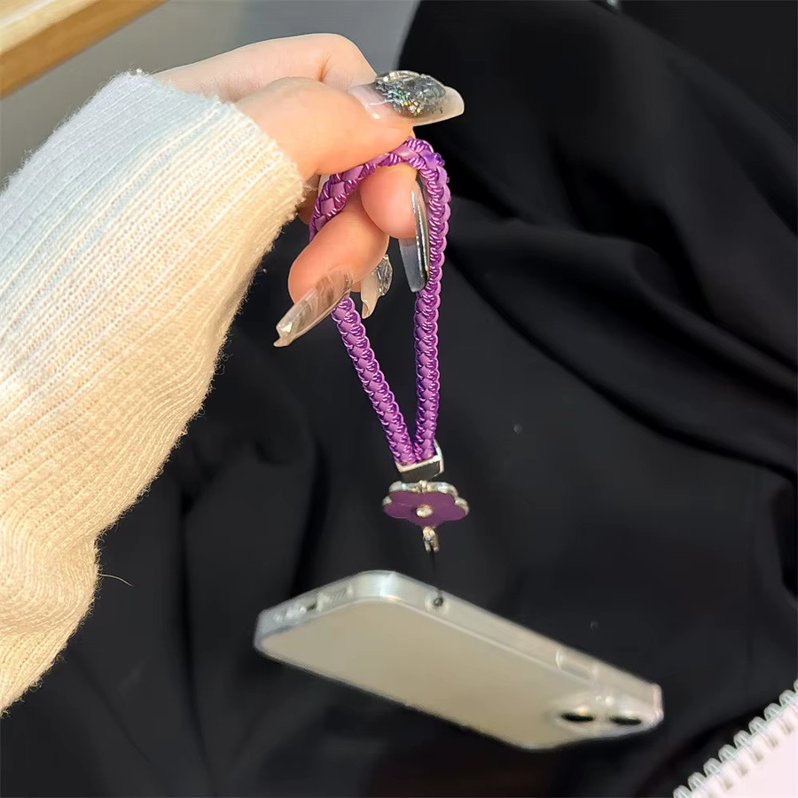 Handgelenk Lanyard mit Blumenmuster für iPhone 17/16, USB-Sticks und Schlüsselanhänger in Lila - Bild 4