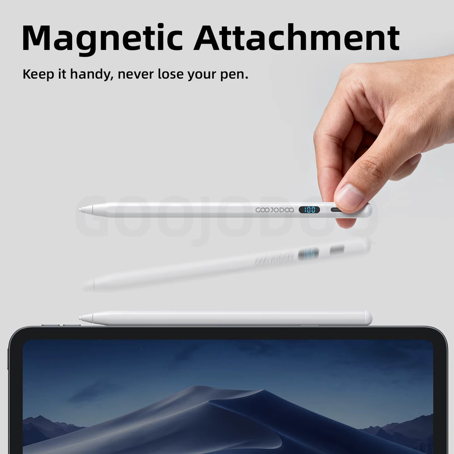 GOOJODOQ GD017 2-in-1 Dual-System Eingabestift in Weiß für iPad und Android mit Digitalanzeige und magnetischer Absaugung - Bild 3