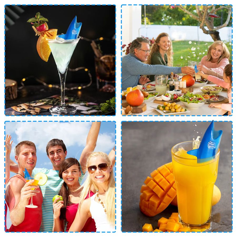 16-teiliges Willstar Hai Trinkgeschirr-Set aus PVC in Blau für Cocktails und Mottopartys - Bild 6