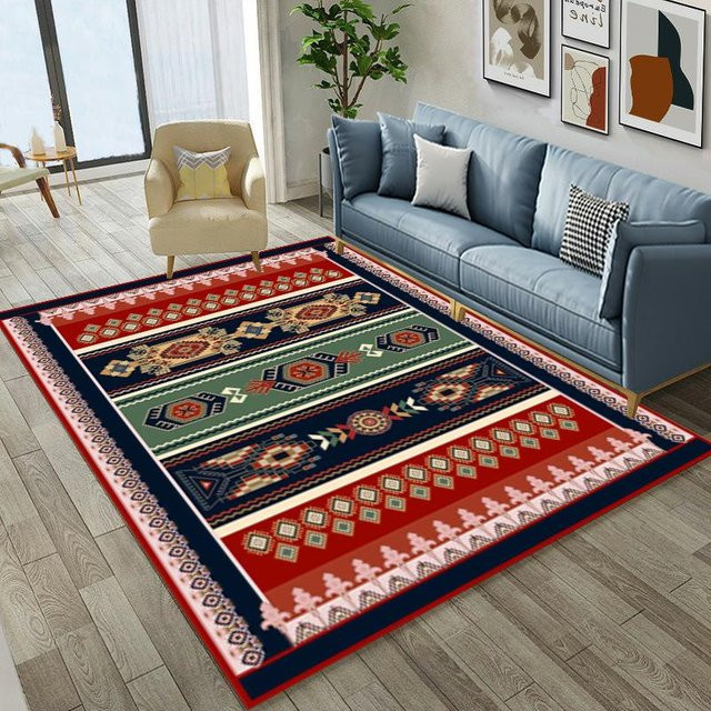Waschbarer Retro Persischer Teppich von Binchi Furniture, rutschfest und geometrisch, Mehrfarbig, B/T: 60 x 40 cm - Bild 1