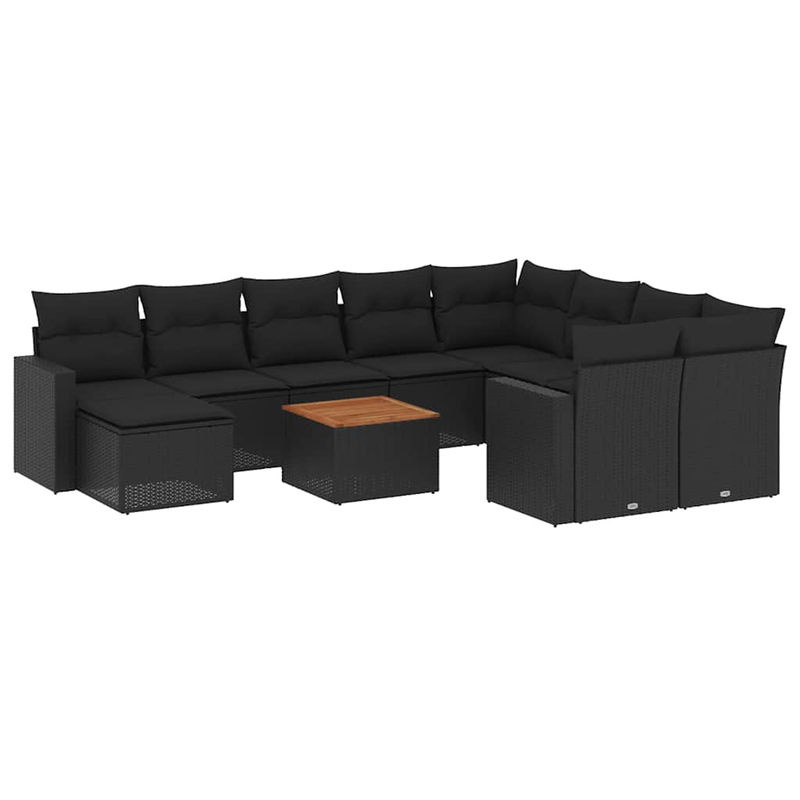 Vidaxl Garten-Sitzgruppe aus schwarzem Rattan mit Kissen im modernen Design - Bild 2