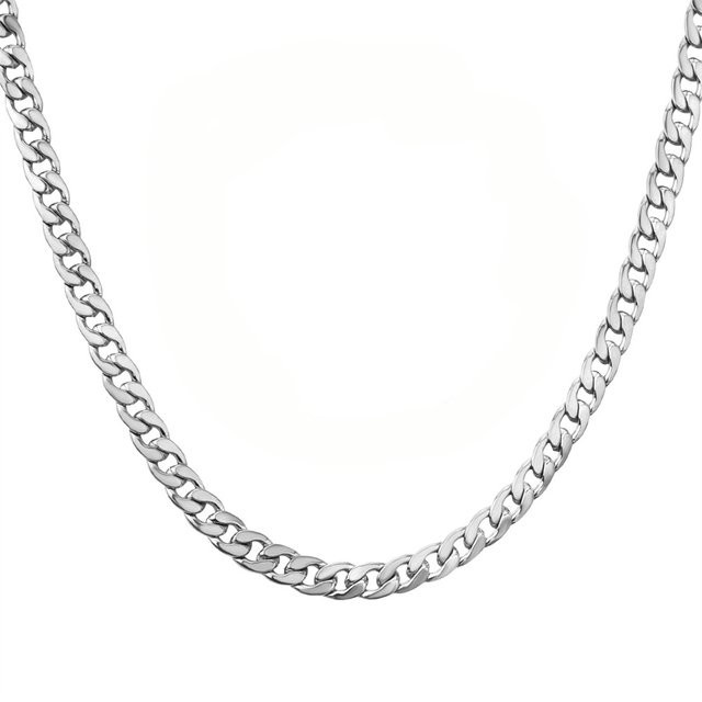 Halskette Curb Cuban Link, Edelstahl, Silber, Unisex - Bild 1