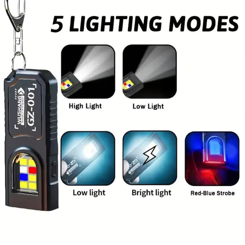 Heinast LED Schlüsselanhänger-Taschenlampe mit USB-Ladefunktion und Clip, Schwarz - Bild 2