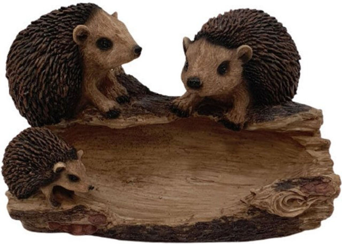 Figurendiscounter Igel Dekofigur Vogeltränke aus Kunstharz, Braun, H x B x T: 19 x 30 x 19 cm - Bild 1