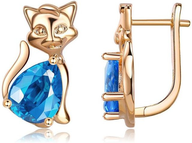 Ohrstecker Katze, Champagner Gold, Damen - Bild 1