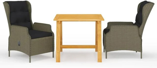 vidaXL 3-teilige Garten-Essgruppe aus Holz und Stahl in Braun und Schwarz - Bild 1