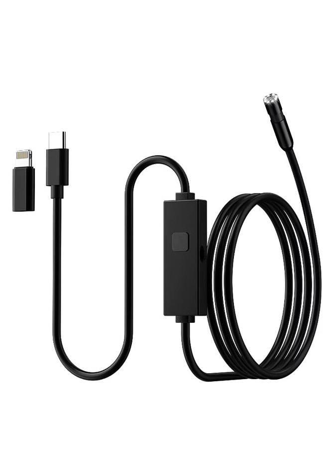 VISHRT Industrielles 2in1 Video Endoskop mit USB-C Anschluss für iPhone, Wasserdichte Sanitär-Sonde mit LED für die Rohr- und Automobilinspektion, Schwarz - Bild 6