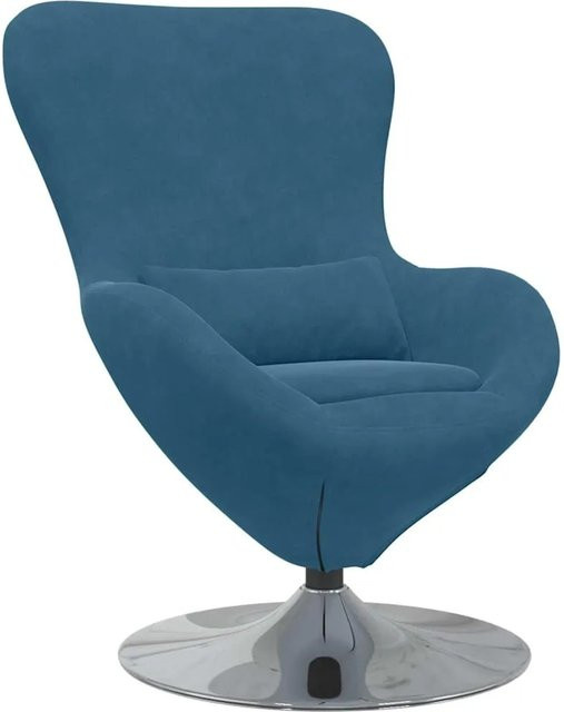 vidaXL Eiersessel Blau aus Samt mit Metallgestell und 360 Grad Drehsitz B/T/H: 63 x 73 x 90 cm - Bild 1