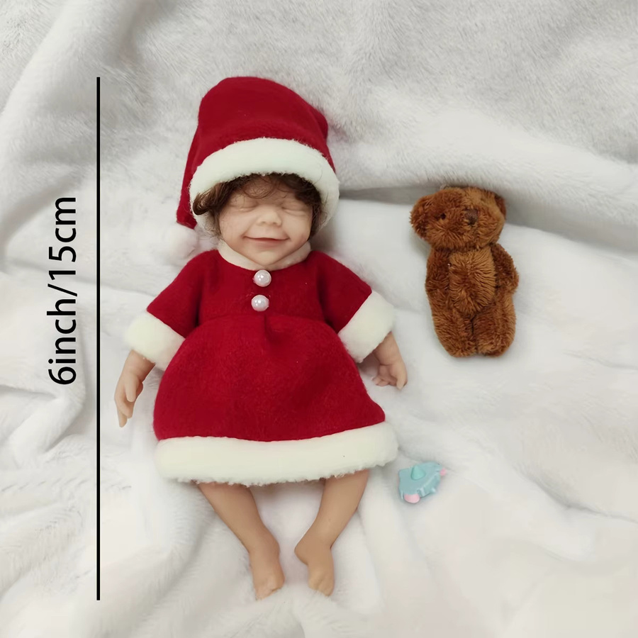 Blrags Micro Frühchen Mädchen Baby Puppe, Silikon, rote Weihnachts Kleidung - Bild 3