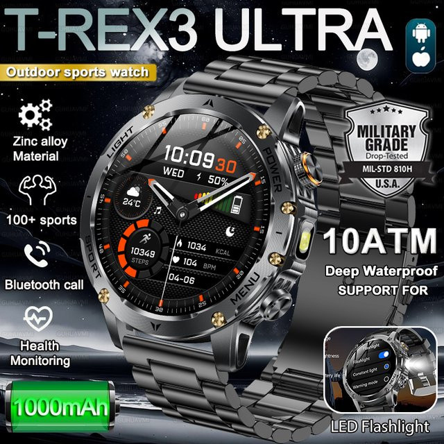 GUHUAVMI Smartwatch, Aluminium, Grau, 10 ATM, Herren - Bild 1