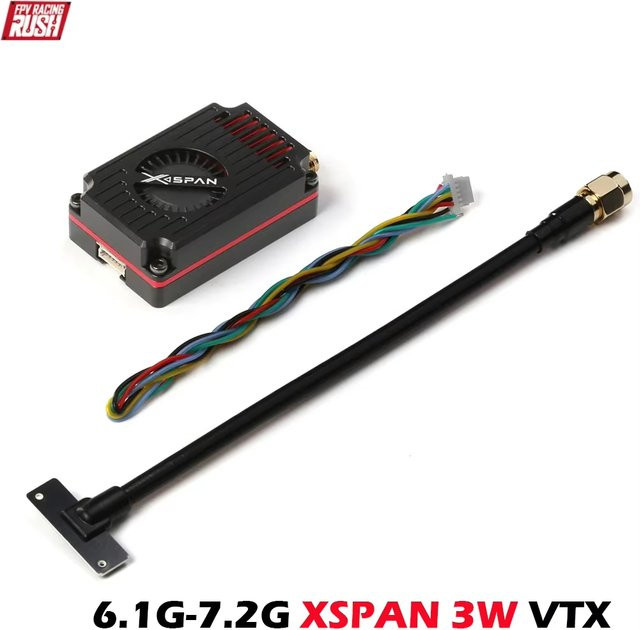 RushFPV XSPAN Breitband-VTX-Videoübertrager in Schwarz für Langstrecken-RC-FPV-Renndrohnen und Quadcopter (4.8-6.1G 4W / 6.1-7.2G 3W) - Bild 1