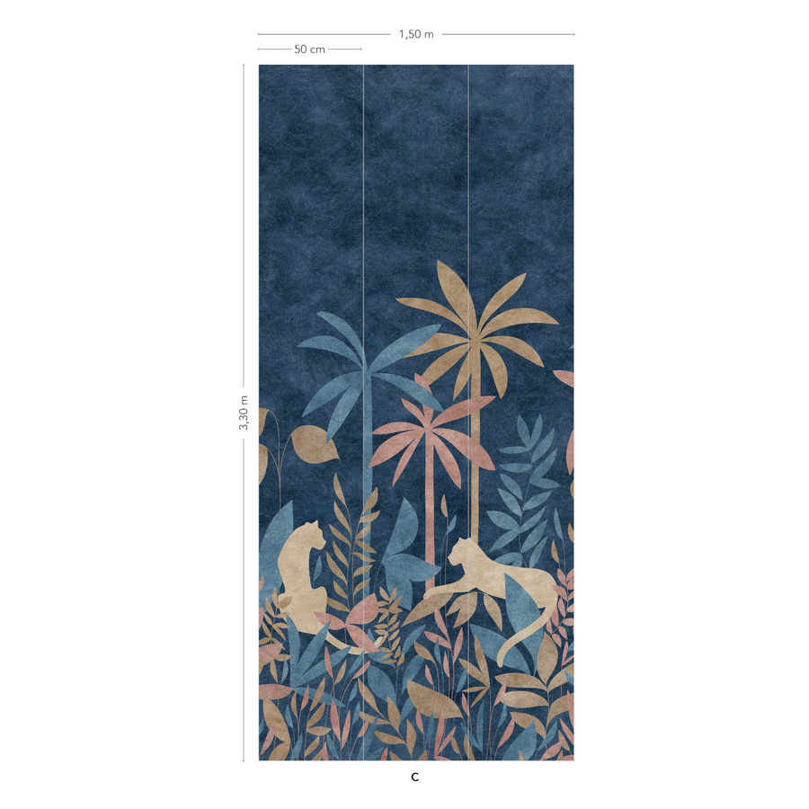 Isidore Leroy Mural Paradis Des Tigres Nocturne Wandtattoo in Multicolor mit Tierprint und Klebebeschichtung - Bild 2