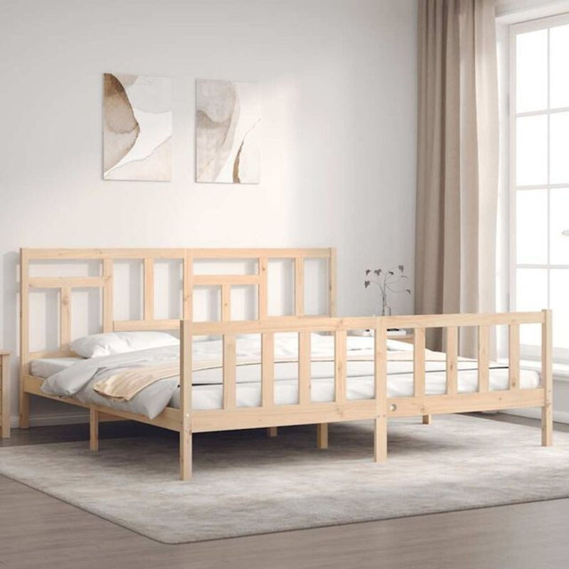 Massivholzbett Vidaxl aus Kiefer in Braun, B/T/H: 200 x 200 x 205,5 cm - Bild 1