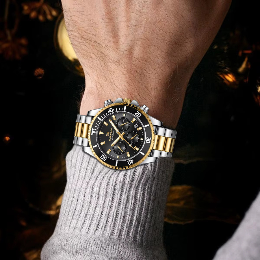 VA VA VOOM Armbanduhr Edelstahl, Quarz, Grün, Gold, Herren - Bild 4