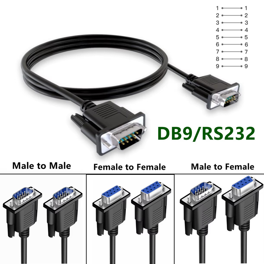BSN DB9 Serielles RS232 Verbindungskabel Adapter Stecker zu Buchse in Schwarz - Bild 2