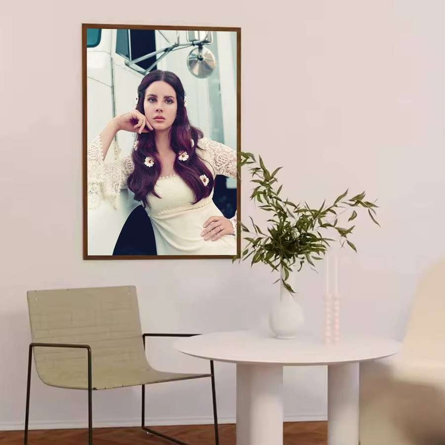 Potdemiel Lana Del Rey Poster Wandbild im Vintage-Stil mit Blumen, ungerahmt, Mehrfarbig - Bild 4