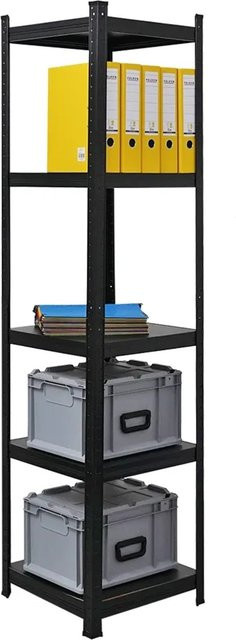 BERLINLODGE Wohnregal Ragnar Bücherregal aus Metall in Schwarz Matt mit verstellbaren Regalböden, H x B x T: 180 x 45 x 45 cm - Bild 1