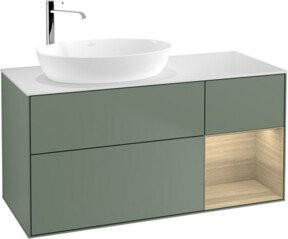V&B Waschtischunterschrank Finion in Weiß lackiert mit Eichenregal, Breite: 120 cm, Tiefe: 50,1 cm, Höhe: 50,1 cm - Bild 1