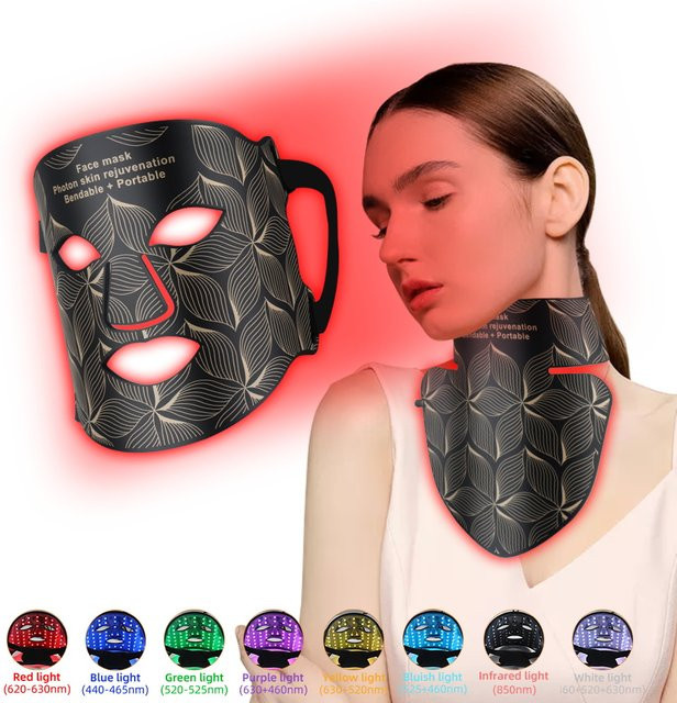UBilli Silikon-LED-Gesichtsmaske für Gesicht und Hals, 8-farbig, Unisex - Bild 1