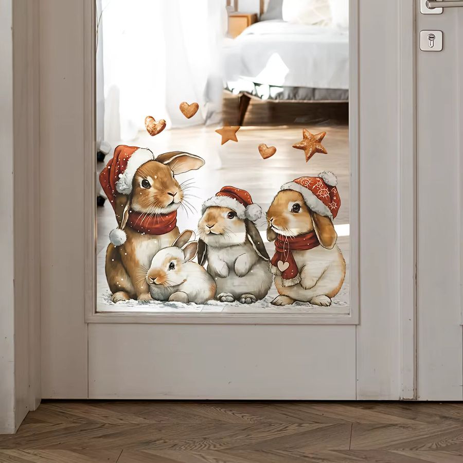 DUTRIEUX Weihnachtsaufkleber mit Hasen-Design aus wasserfestem Vinyl für Wandkunst, B: 40,0 cm, H: 60,0 cm - Bild 5