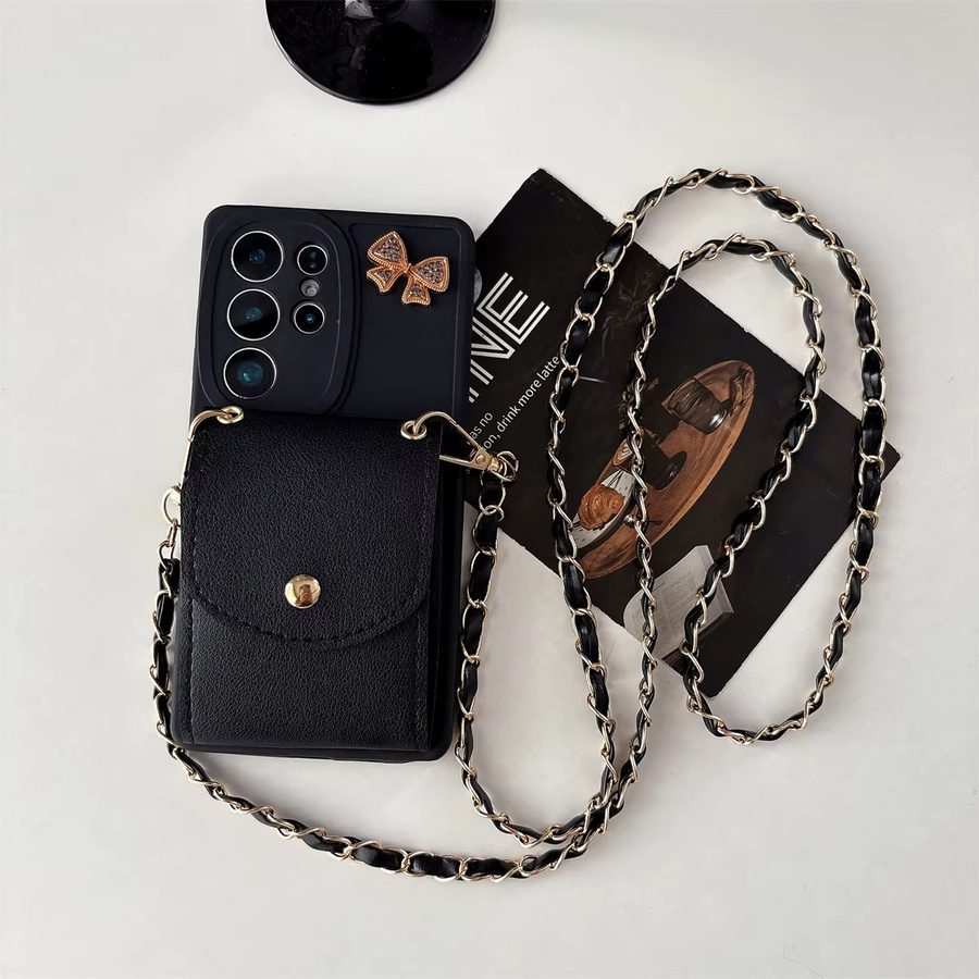 Samsung Crossbody Handyhülle mit Kartensteckplatz in Schwarz für verschiedene Galaxy Modelle - Bild 2