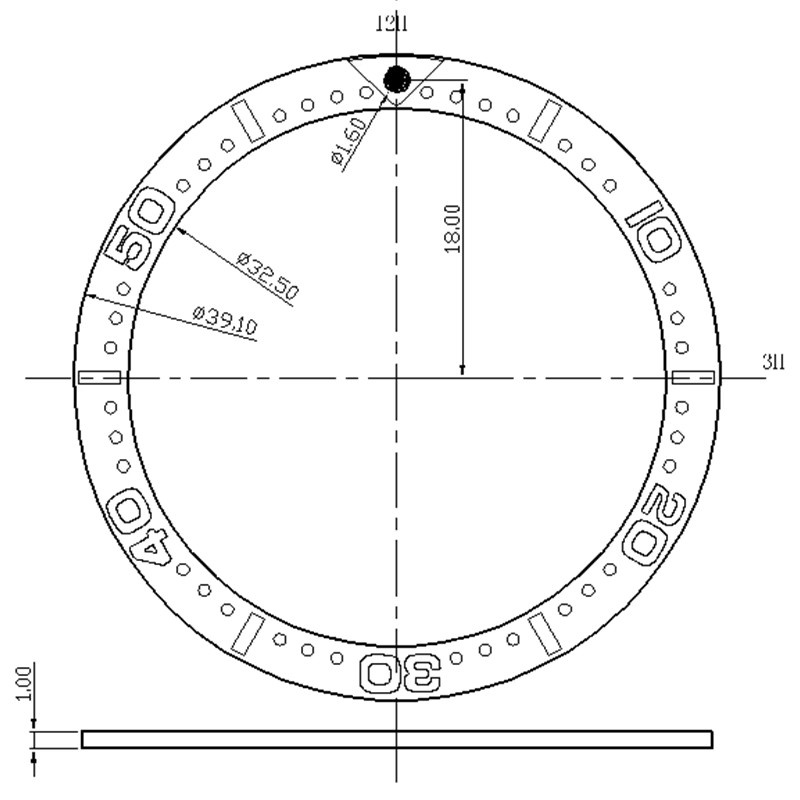 YEJIAOLAN Uhrenlünetten-Einlegringe Aluminium, 39,1*32,5mm, Herren - Bild 2