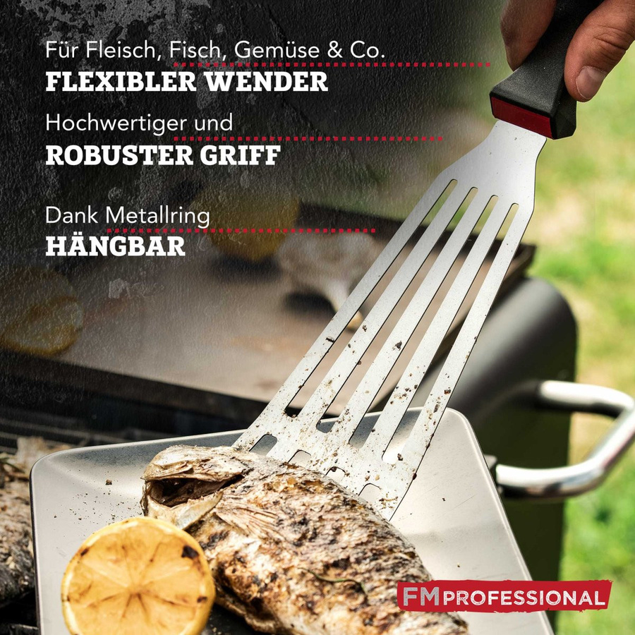 FMprofessional Grill- und Fischwender Presist aus Edelstahl in Silber, Breite: 9 cm, Länge: 33 cm - Bild 3