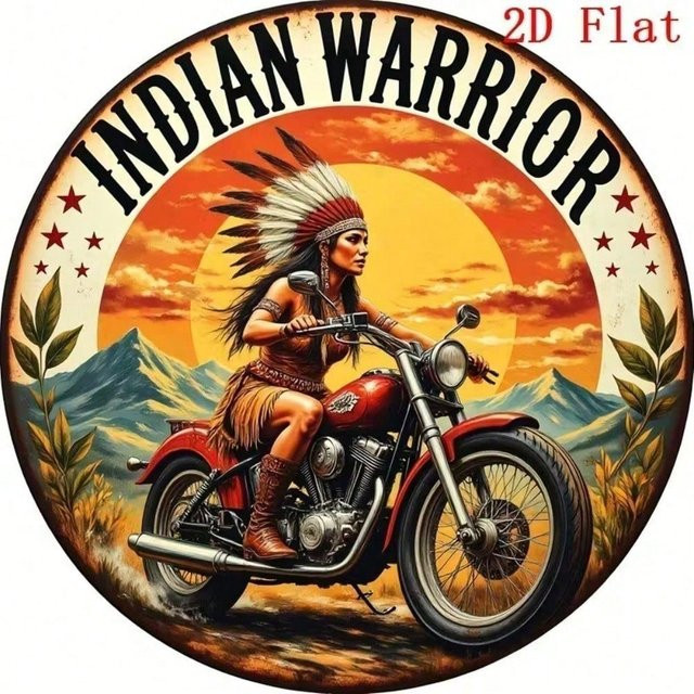 CIFBUY Vintage Motorrad Metallschild Retro Rund aus Aluminium in Multicolour, Durchmesser: 20,0 cm - Bild 1