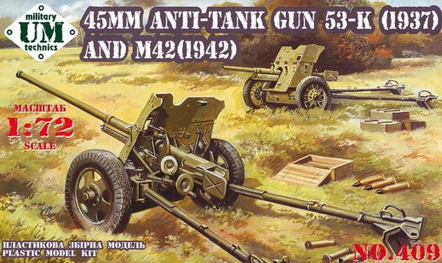 Unimodels 45mm Antitank guns 53-K (1937) and M42 (1942), Fahrzeuge, 1:72, Kunststoff, Grün - Bild 1