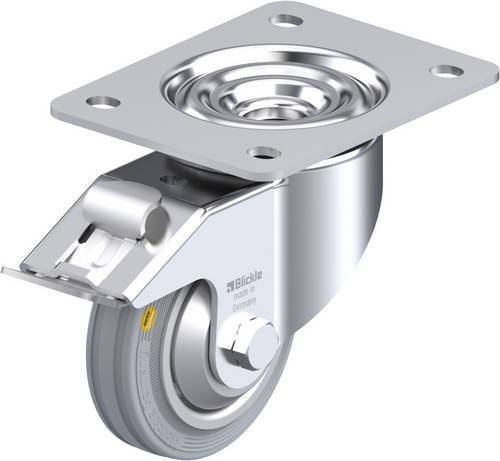 Blickle Lenkrolle mit Feststeller 750457 LK-RD 100R-3-FI-VLI-FA, Rad-Durchmesser: 100 mm, Tragfähigkeit: 100 kg, Farbe: Silber/Grau - Bild 1