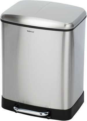 WENKO Treteimer STUDIO aus Edelstahl in Silber matt mit Soft-Close-Funktion und herausnehmbarem Inneneimer, Höhe: 50 cm, Volumen: 24 l - Bild 1