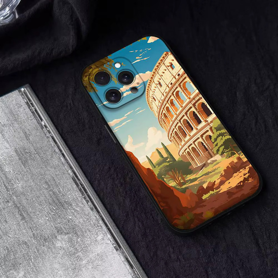 Handyhülle Italien Rom Stadt Design für iPhone 16 15 14 13 12 11 Pro Max Xr Xs Schwarz - Bild 5